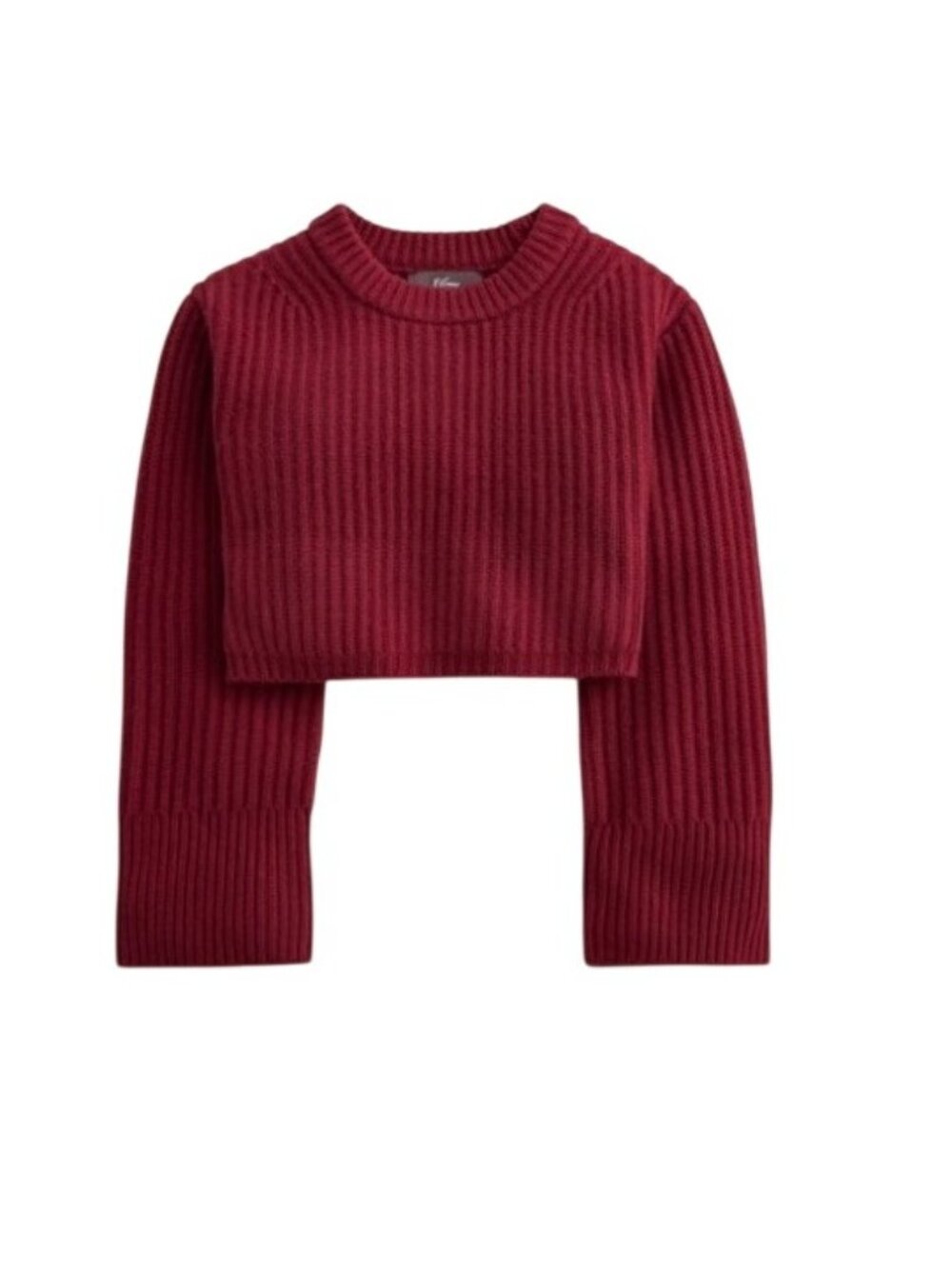 J.Crew 75 Spring Street Cropped Ribbed  chunky Cashmere Crewneck Sweater wine